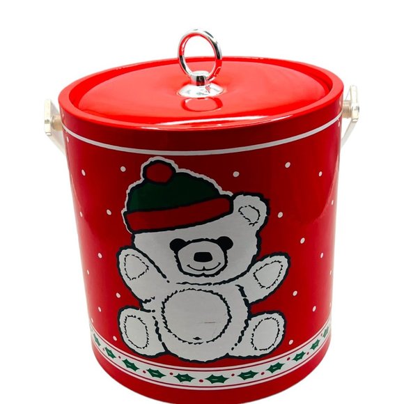 Vintage Teddy Bear Christmas Ice Bucket - Picture 2 of 7